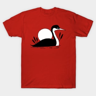 Western Grebe Inked Silhouette T-Shirt